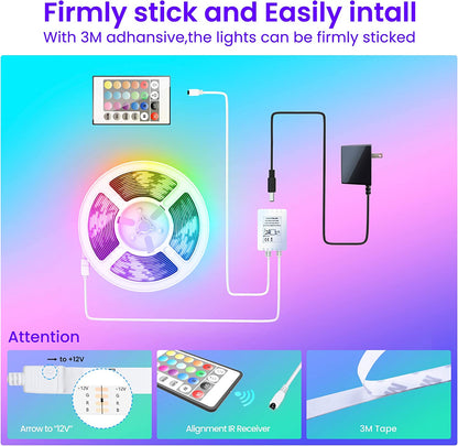 50 FT Bluetooth LED Strip Lights for Bedroom, Color Changing with Music Sync, App and Remote Control (Includes Microphone)