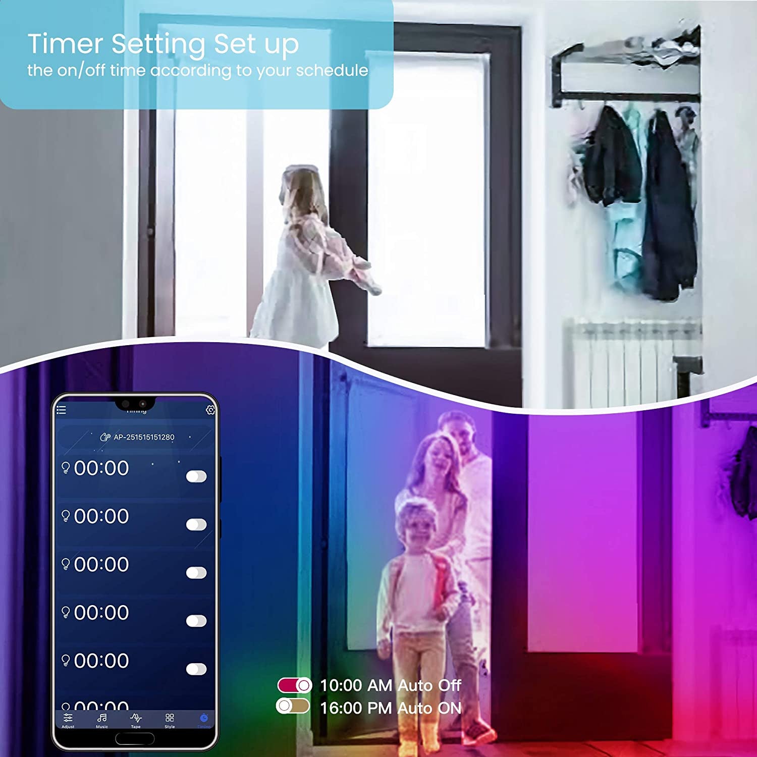 50 FT Bluetooth LED Strip Lights for Bedroom, Color Changing with Music Sync, App and Remote Control (Includes Microphone)